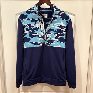 Men’s Medium Straight Down Golf Blue Camo Quarter-Zip Pullover